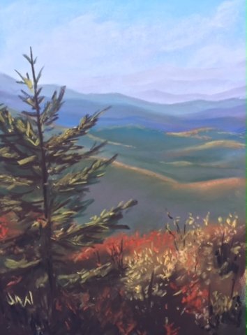 Pastel painting Blue Ridge Mountains autumn