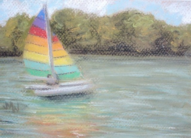 Pastel painting sailboat